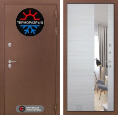 Металлическая дверь в дом Лабиринт Термо Магнит с Зеркалом - Акация светлая горизонтальная