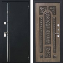 Металлические входные двери в квартиру L-37 Черный Муар с Блестками/Д-19 Грецкий Орех