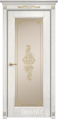 Межкомнатные двери Оникс Classic Италия 1 Эмаль белая Патина золото Сатинат белый