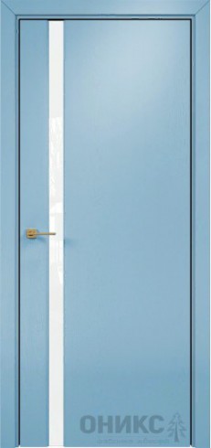 Межкомнатная дверь Оникс Hi-tech Престиж 1 Эмаль голубая по ясеню, триплекс белый