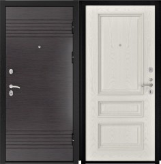 Металлические входные двери в квартиру L-7 Черный Муар/Гера-2 Дуб RAL9010
