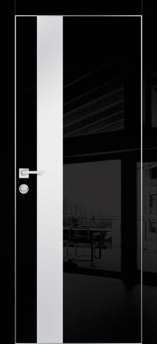 Дверь межкомнатная HGX-10 Черный глянец, стекло белое