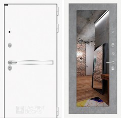 Металлическая входная дверь в квартиру Лайн WHITE с зеркалом 18 - Бетон светлый