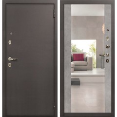 Входная стальная дверь Лекс 1А Стиль с Зеркалом Бетон серый (панель №102)
