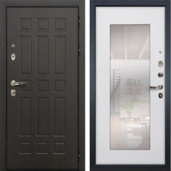 Металлическая дверь в квартиру Лекс 8 Сенатор с зеркалом Ясень белый (№37)
