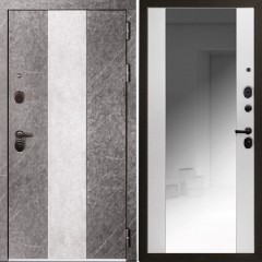Входная дверь Cударь MX-34 Мрамор светлый/Мрамор светлый с зеркалом