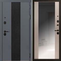 Входная дверь Cударь MX-51 Лофт чёрный/Лофт белый с зеркалом