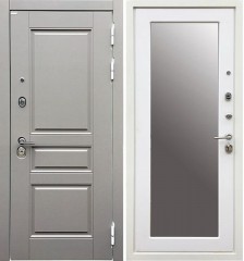 Металлическая входная дверь Ратибор Лондон 3К Зеркало Силк Сноу