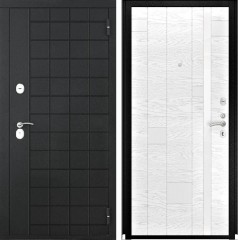 Входные двери L-36 Черный Муар/Арт-1 Ясень Белая Эмаль
