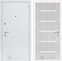 Металлическая дверь в квартиру Лабиринт Трендо 01 - Сандал белый, стекло белое