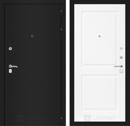 Металлическая дверь Лабиринт CLASSIC шагрень черная 11 - Белый софт