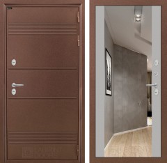 Металлическая дверь в дом Лабиринт Термо Лайт с Зеркалом Максимум - Грей софт