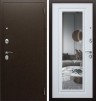 Металлическая дверь АСД "Комфорт" с зеркалом Ясень Белый снег