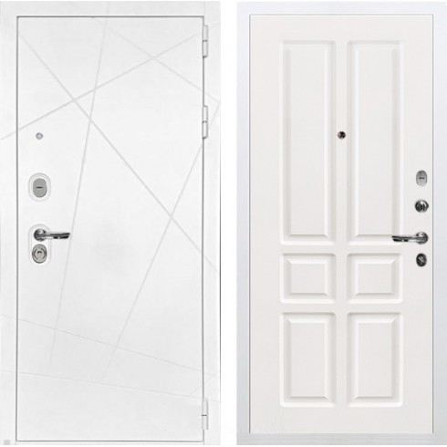 Металлическая дверь Лекс Соната №87 (Белая шагрень / Софт белый снег)