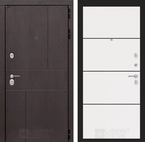 Металлическая входная дверь в квартиру URBAN 25 - Белый софт, черная вставка
