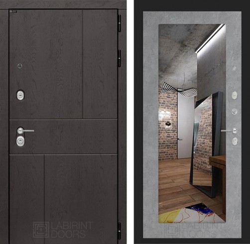 Металлическая входная дверь в квартиру URBAN с Зеркалом 18 - Бетон светлый