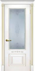 Межкомнатная дверь Текона Смальта-Deco 04 Белый Ral 1013 патина золото стекло