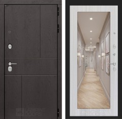 Металлическая входная дверь в квартиру URBAN с Зеркалом 18 - Сандал белый