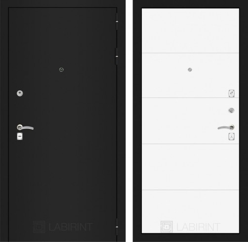 Металлическая дверь Лабиринт CLASSIC шагрень черная 13 - Белый софт