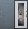 Металлическая дверь АСД "Арсенал" с зеркалом Ясень Белый снег