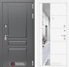 Металлическая дверь в квартиру Лабиринт Платинум с Зеркалом 19 - Белый софт