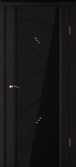 Межкомнатная дверь Текона Страто 02 Черный дуб тонированный черный триплекс гравировка Роса