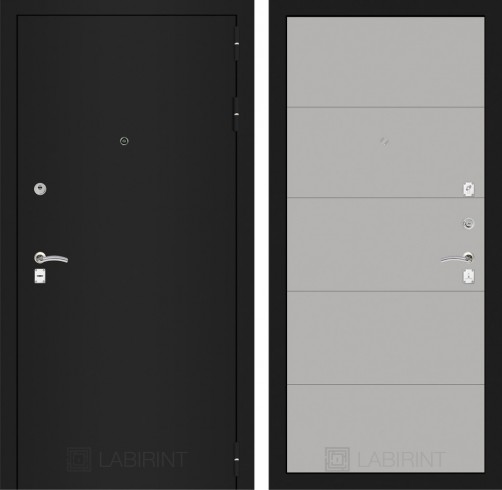 Металлическая дверь Лабиринт CLASSIC шагрень черная 13 - Грей софт