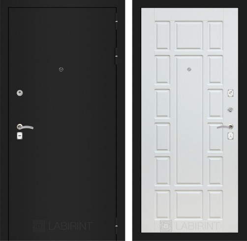 Металлическая дверь Лабиринт CLASSIC шагрень черная 12 - Белое дерево