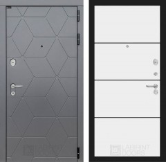 Металлическая дверь в квартиру Лабиринт COSMO 25 - Белый софт, черный молдинг