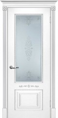 Межкомнатная дверь Текона Смальта-Deco 04 Белый Ral 9003 патина серебро стекло