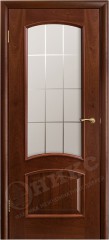 Дверь Оникс ПРАГА, Красное дерево, стекло Решетка (ПО)