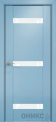 Межкомнатная дверь Оникс Hi-tech Парма 3 Эмаль голубая по ясеню, Lacobel RAL 0333