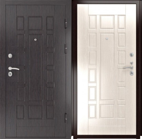 Входные двери в квартиру Luxor 5 Черная Шагрень/ПВХ ФЛ-244 Беленый Дуб