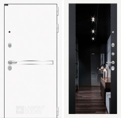 Металлическая входная дверь в квартиру Лайн WHITE с тонированным Зеркалом - Черный кварц