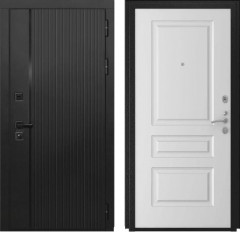 Входные двери L-45 Черный Кварц/Эмаль L-2 Белая Эмаль