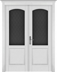 Межкомнатная дверь ОКА распашная двустворчатая Фоборг белая эмаль со стеклом