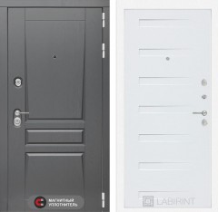 Металлическая дверь в квартиру Лабиринт Платинум 14 - Дуб кантри белый горизонтальный