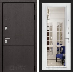 Металлическая входная дверь в квартиру URBAN с Зеркалом Фацет - Белый софт