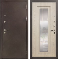 Металлическая дверь в квартиру Лекс 5А Цезарь с зеркалом Беленый дуб (панель №23)