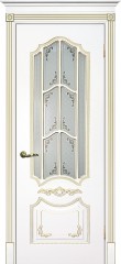 Межкомнатная дверь Текона Смальта-Deco 10 Белый Ral 9003 патина золото стекло