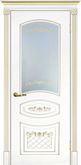 Межкомнатная дверь Текона Смальта-Deco 05 Белый Ral 9003 патина золото стекло