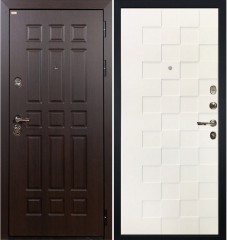 Металлическая дверь в квартир Лекс Сенатор Венге / Квадро Белая шагрень (панель №71)