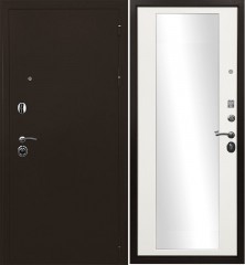 Металлическая входная дверь Ратибор Троя 3К, Зеркало, Матовый белый