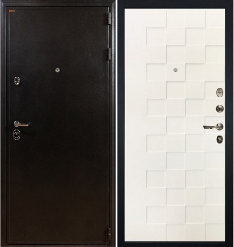 Металлическая дверь Лекс Колизей / Квадро Белая шагрень (панель №71)