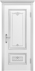 Дверь Аккорд Белая эмаль В3 ПГ патина серебро