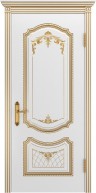 Межкомнатная дверь Соло ДГ, эмаль белая патина золото