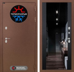 Металлическая дверь в дом Лабиринт Термо Магнит с тонированным зеркалом Максимум - Черный кварц