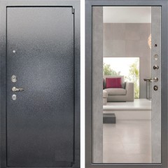 Металлическая дверь Лекс 3 Барк Стиль с Зеркалом (Серый букле / Бетон серый) панель №102