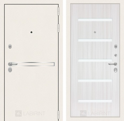 Входная дверь Лайн WHITE 01 - Сандал белый, стекло белое
