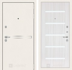 Металлическая входная дверь Лайн WHITE 01 - Сандал белый, стекло белое